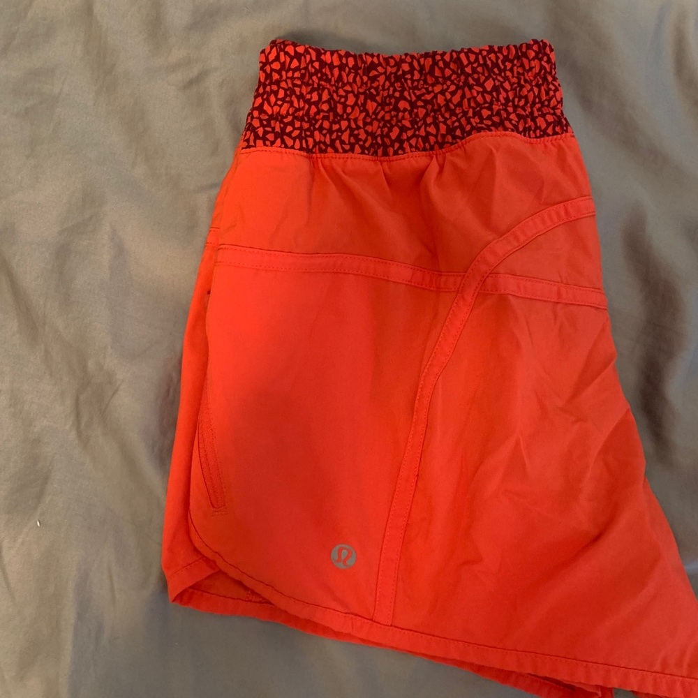 Orange lululemon shorts